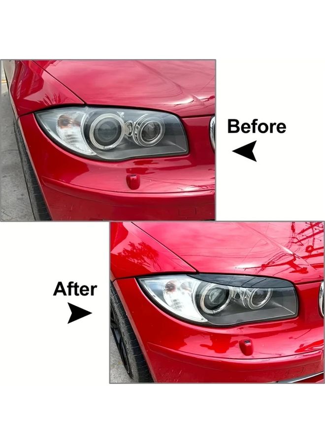 أغطية جفون المصابيح الأمامية من الكربون اللامع الأسود ABS لسيارات BMW سلسلة 1 طرازات E87 وE88 وE81 وE82 من عام 2008 إلى 2013 - Image 4